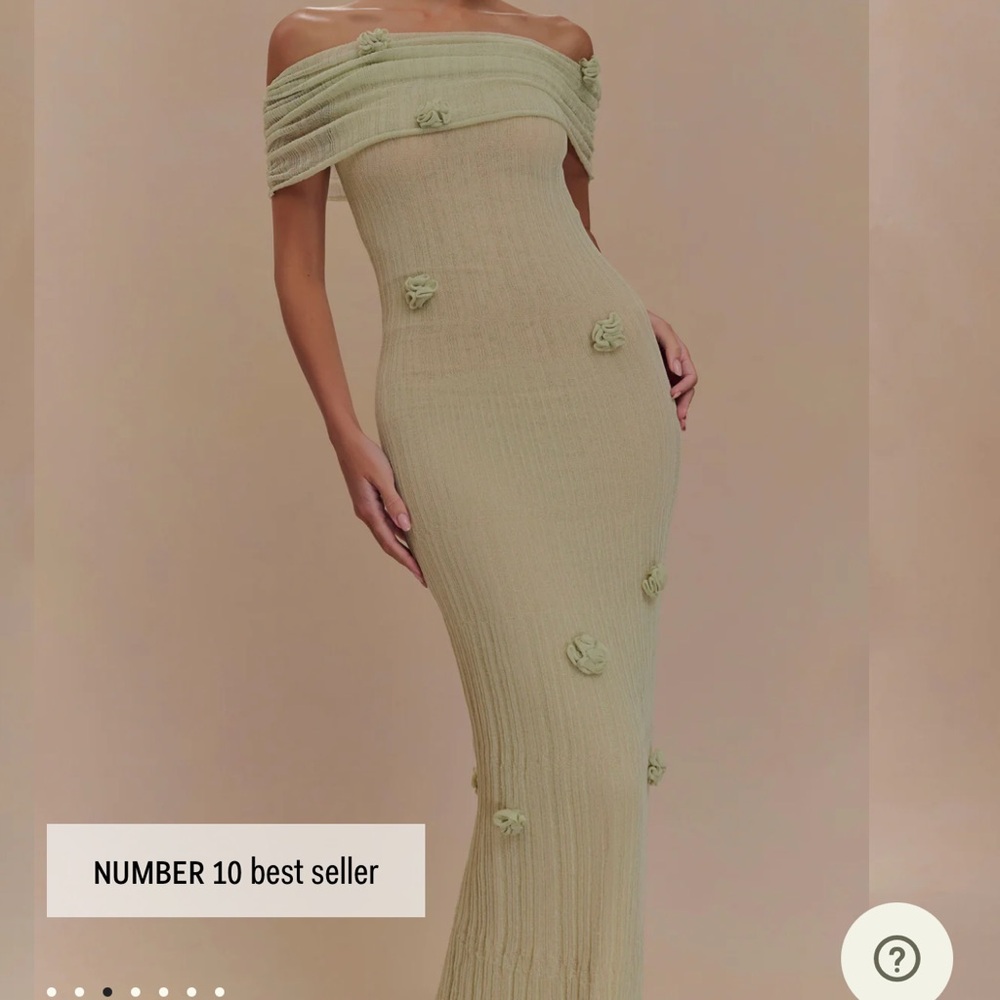 Meshki Olive Green Off-Shoulder Maxi Dress